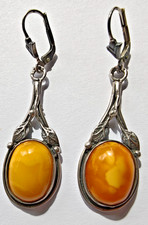 Design Ohrringe Ohrstecker Bernstein Butterscotch Amber Vintage 925 er Silber