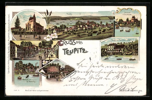 Lithographie teupitz gasthof - lithographie,
