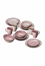 Galeria Home Geschirrset Kaffee-u.Tafelservice Naturlook rosa 16 Teilig Neu