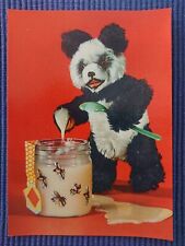 alte Ansichtskarte Postkarte AK Pandabär Riesenpanda Honig Honigglas Plüschtier