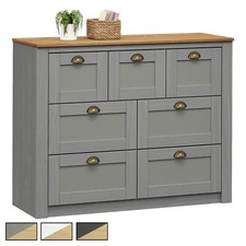 Sideboard aus Kiefer mit 7 Schubladen und Muschelgriffen im Landhausstil Holz