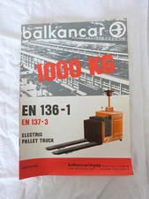 Auflösung-Oldtimer-Werkstatt.Original Heft/Katalog Balkancar EN 136-1Geh-Stapler