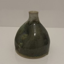 Vintage Studio Art Pottery grün & blau Flaschenhals Vase Studio Art Pottery Schild #5 