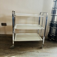 Teewagen Servierwagen 3lagig Weiß Bremsey 70er Jahre Retro Vintage