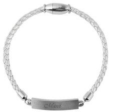 Gravur Lederarmband silber