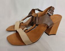 Vicenza Italienische Sandalen Blockabsatz Pumps High Heel Gr 41 echt Leder TOP