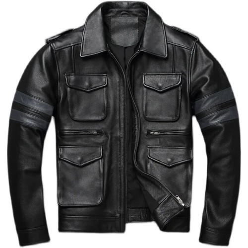 Leder cargo taschen jacke - leder,