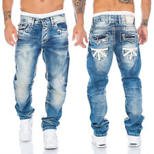Cipo & Baxx Herren Regular Jeans Hose 149 Blau Dicke Nähte Destroyed Jeanshose