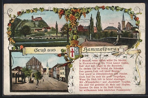Hammelburg marktplatz mit - ak, hammelburg,