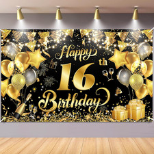 Geburtstag banner schwarz - 16.geburtstag,