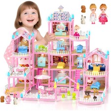 Diy pink villa puppenhaus - pink,