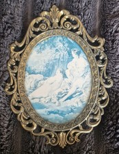 Nostalgie Fotorahmen Jugendstil  Motiv Frauen Messing Rahmen Oval