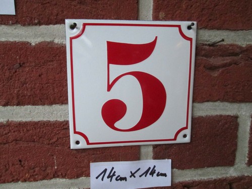 Hausnummer emaille 5 rote - nr.,