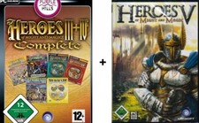 HEROES OF MIGHT AND MAGIC 5 + 4 + 3 +AddOns Gold Complete Top Zustand