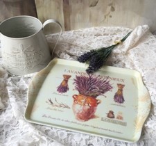 Tablett LAVENDEL Creme Braun Lila 30*22*2 cm Landhaus Polyresin