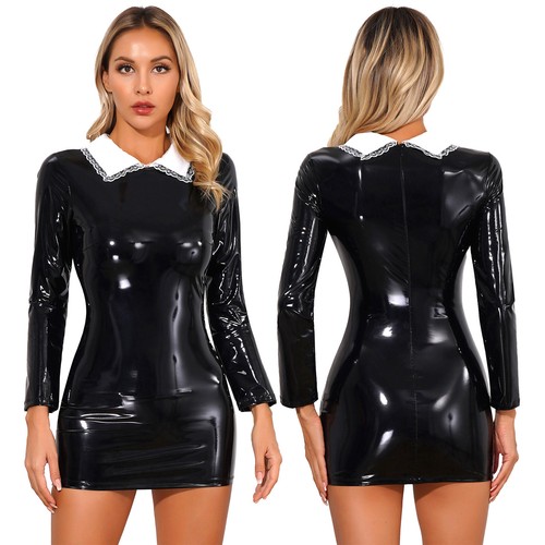 Damen lederkleid wetlook - damen,