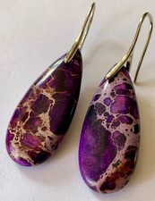 Edelstein-Ohrhänger Paar "IMPERIAL JASPIS/KAISERSTEIN" Tropfen- Lila LV