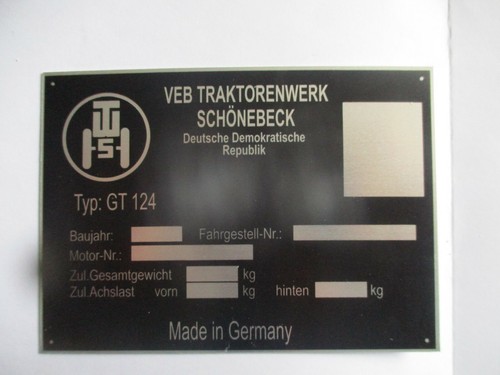 Typenschild traktor - typenschild,