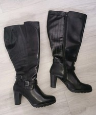 Damen Weitschaft Stiefel Breite Waden 40 Kunst Leder Schwarz 1x getragen 