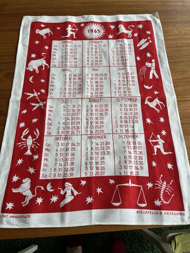 Vintage geschirrtuch kalender - geschirrtuch,