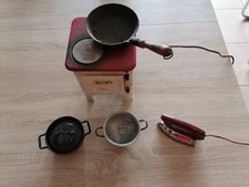 Antikes elektrisches Kinder - Spielzeug Herd Backofen Topf Bügeleisen 50er Jahre