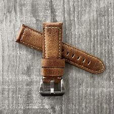 Für Officine Panerai Pam 24mm Vintage Braunes Leder Uhr Armband