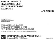 Ersatzteilliste Allradachse ZF APL 3052 für Schlüter, IHC, Fendt, Steyr