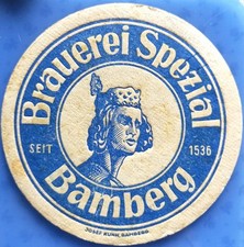 Alter Bierdeckel Brauerei Spezial Bamberg um 1940-50 um Impressum