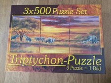 Triptychon Puzzle, Abendsonne In Afrika / Elefanten- 3x500 Puzzle Set, Artland 