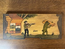 Slowenisches Volkskunst-Holzbild „Bär stiehlt Bienenstock“ – handbemalt