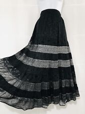 Vintage Rock Baumwolle schwarz Midi Qualität Dirndl Austrian Gothic Gypsy Gr UK 14