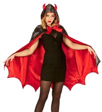 Teufelin Kostüm Damen Halloweenkostüm Satan Lucifer Devil Umhang Teufelshörner