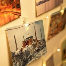 LED Fotoclips-Lichterkette mit 60 Klammern Fotoleine Bilderhalter Fotoclips Deko