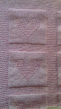 Baby-Wolldecke mit Herzmotiv ca. 65/70 cm und SchmusetuchFb. rosa neu Handarbeit