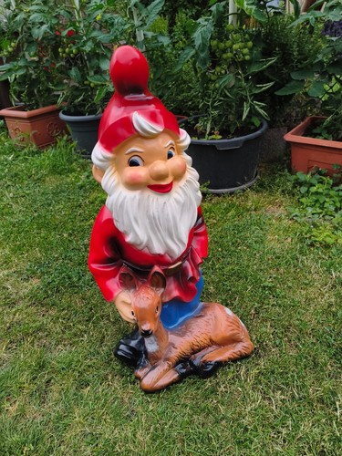 Gartenzwerg mit reh xl - gartenzwerg, cm