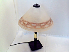 Tischlampe Vintage Honsel Tischleuchte Glas Lampenschirm Landhaus Stil Pilzlampe