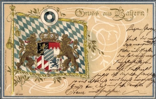 Präge wappen litho - präge,