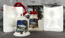 1. HUTSCHENREUTHER PORZELLAN WEIHNACHTSGLOCKE 1978 + SAMTBAND + in OVP Zustand A
