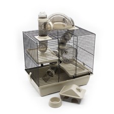 XL Nagerkäfig Rocky beige Tunnelsystem 42x29x50cm Hamsterkäfig Mäusekäfig Käfig