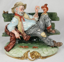 BRUNO MERLI Capodimonte Porzellan Figur Landstreicher Eichhörnchen Neapel 1960's