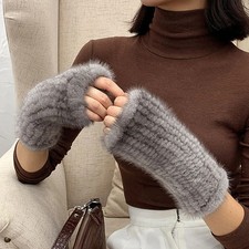Echter Nerz Pelz Fingerhandschuhe - Handgestrickte Winter Handschuhe, sehr warm