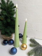 2x LED Kegelkerze Kunststoff Outdoorkerze Kegelform für Innen Außen 35cm/25cm