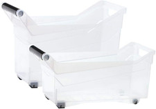 Kreher Rollbox, Aufbewahrungsbox, Sortierbox in Transparent, mit Griff in versch