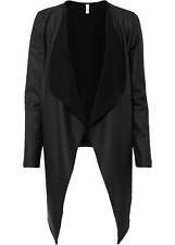 Leder-Imitat Cardigan Gr. 36/38 Schwarz Damen Jacke Langarm Poncho Neu*