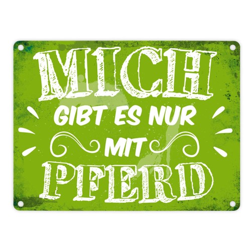 Metallschild mit reiter motiv - metallschild,