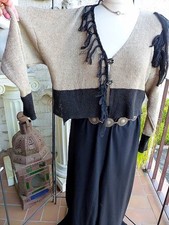 5602 Zuza-Bart Strickjacke, Größe: S 100% Leinen beige, Schwarz