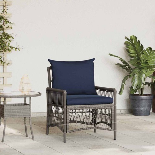 Gartenstuhl mit kissen grau - mit,