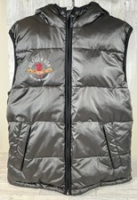 Tommy Hilfiger Mens Puffer Vest Black Hooded Ski Club Champs Zip Pockets Small