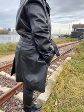 Infinety Leder Luxus Trenchcoat  Kurz Mantel Gehrock