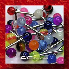 »»» 6er SET BUNTE UV ZUNGENPIERCING Brustpiercing SHEER BALL Barbell 1338